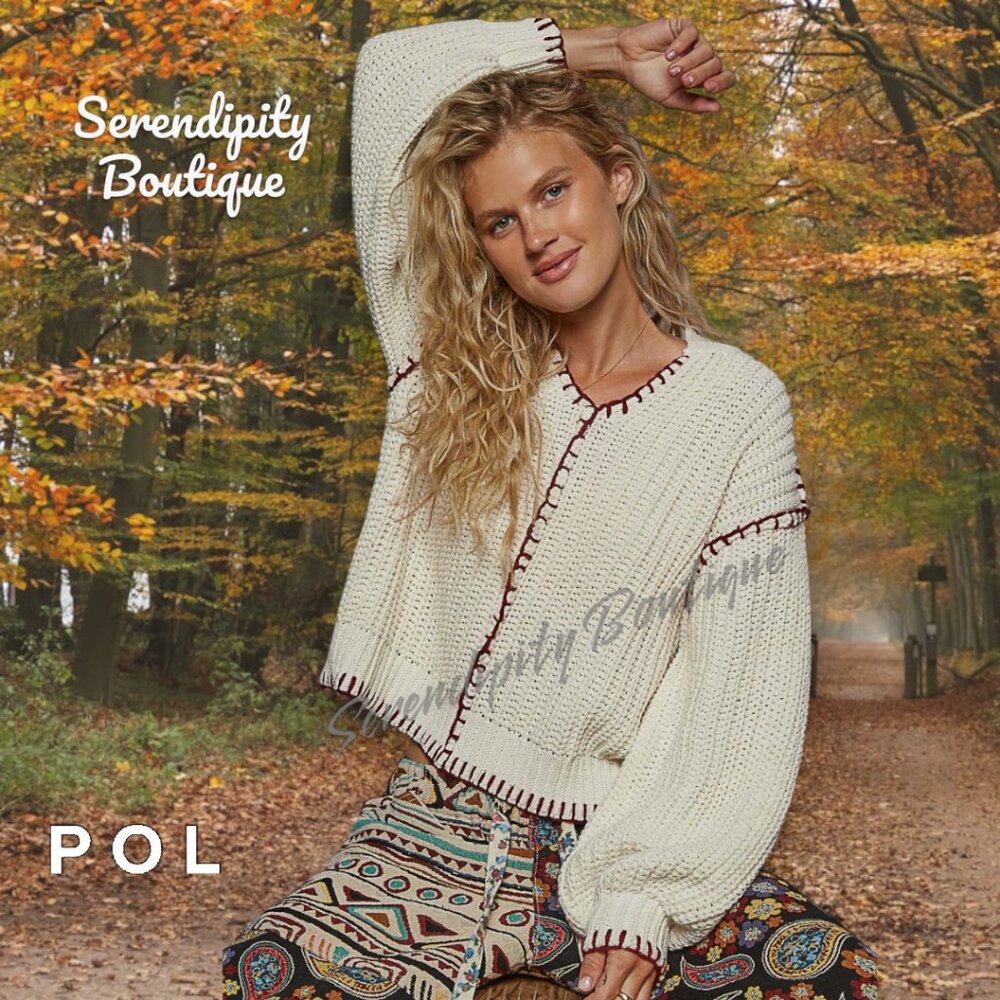 Boho Thick Cozy Oversized Drop Shoulder Chunky Cable Knit Sweater from POL - Picture 2 of 11